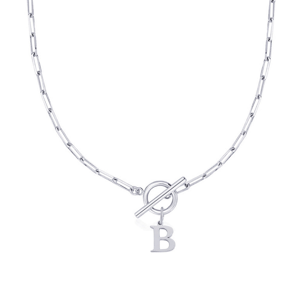 Paperclip Chain Initial Necklace with Circle Lock Clasp – Personalized Jewelry for Women, 45cm 56