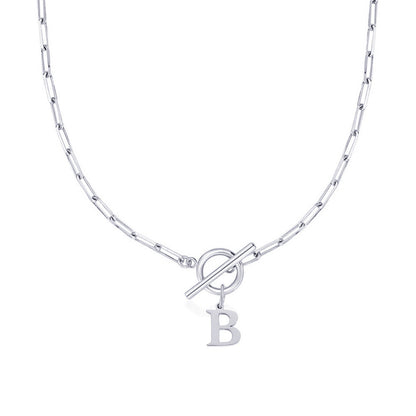 Paperclip Chain Initial Necklace with Circle Lock Clasp – Personalized Jewelry for Women, 45cm 56