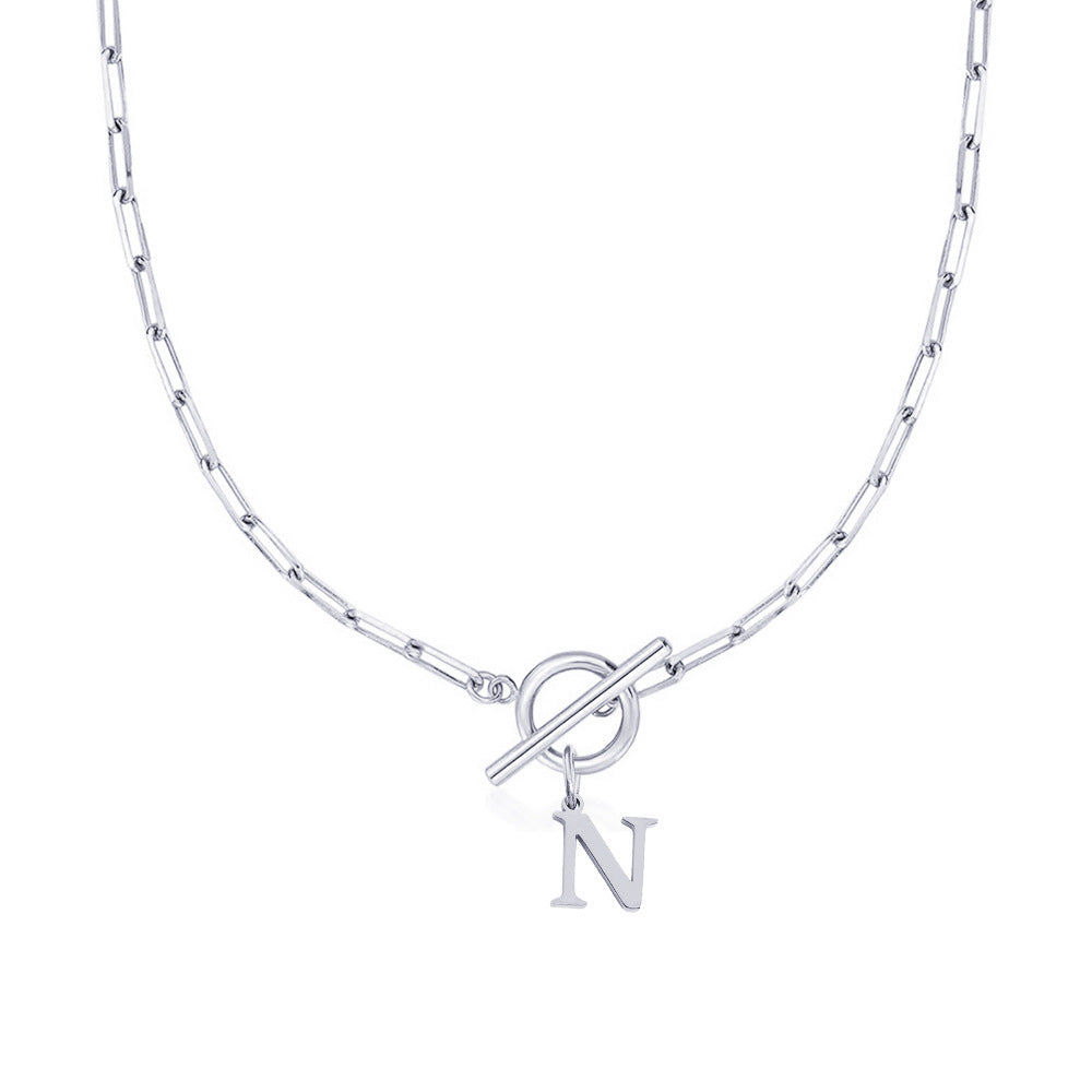 Paperclip Chain Initial Necklace with Circle Lock Clasp – Personalized Jewelry for Women, 45cm 57