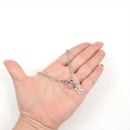 Paperclip Chain Initial Necklace with Circle Lock Clasp – Personalized Jewelry for Women, 45cm 6