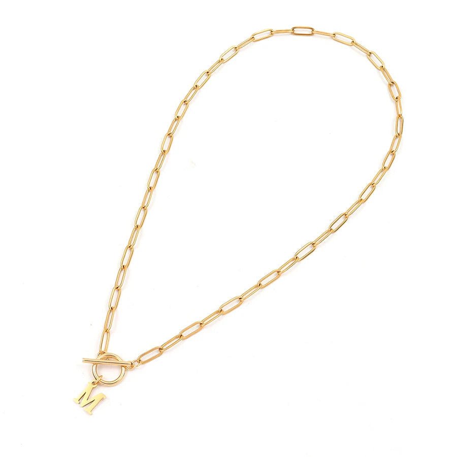 Paperclip Chain Initial Necklace with Circle Lock Clasp – Personalized Jewelry for Women, 45cm 7