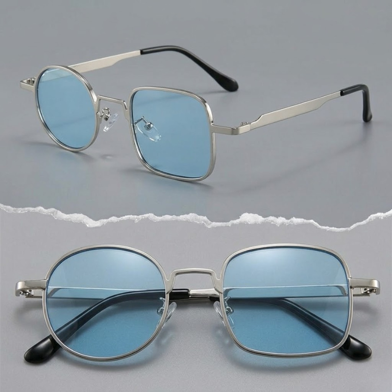 Women's Paradox Polarized Sunglasses in Blue Silver – side profile | Hensley London