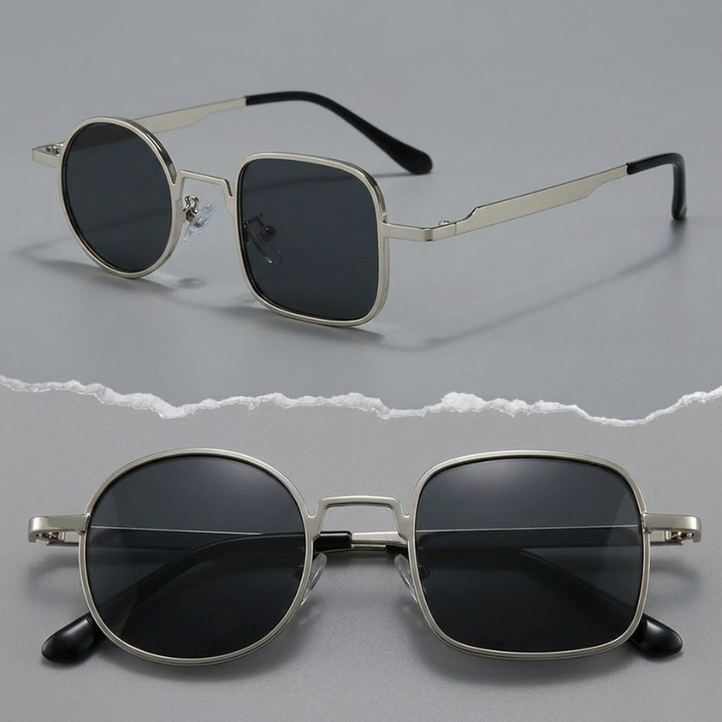 Women's Paradox Polarized Sunglasses in Black Silver – back view | Hensley London