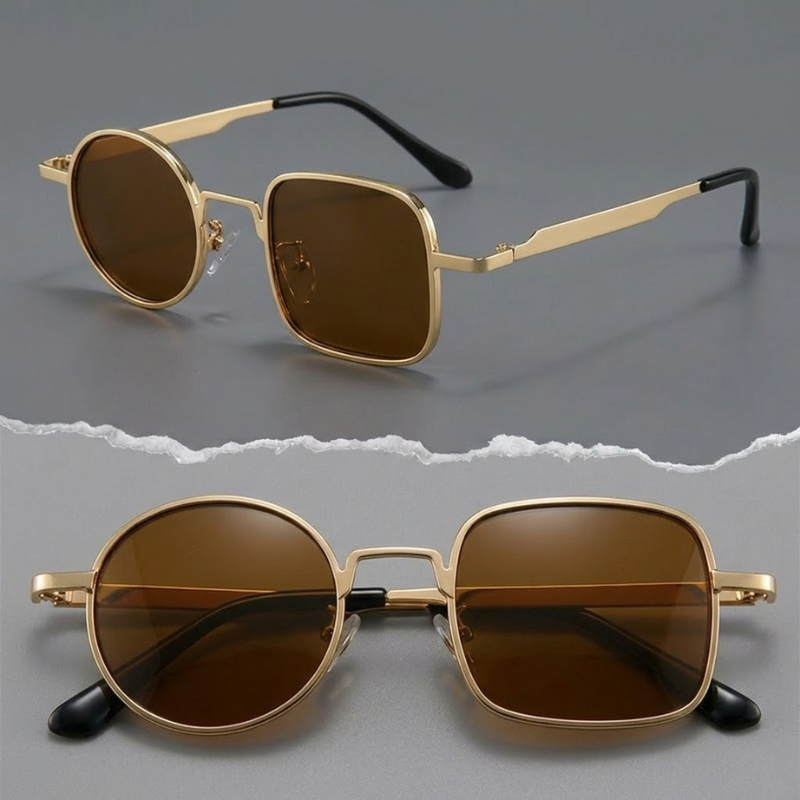 Women's Paradox Polarized Sunglasses in Gold Brown – three-quarter view | Hensley London