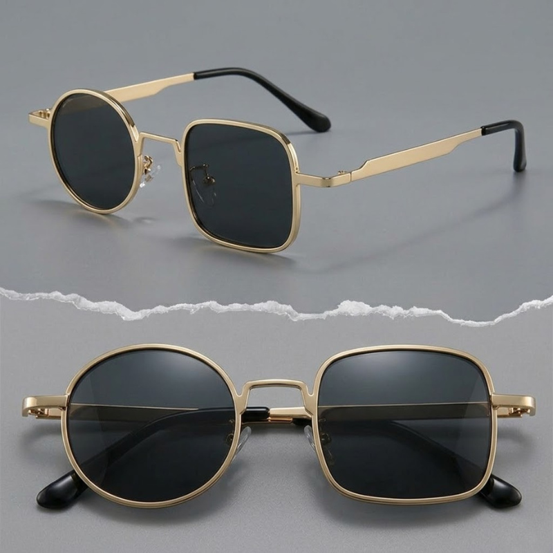Women's Paradox Polarized Sunglasses in Gold Black – detail view | Hensley London