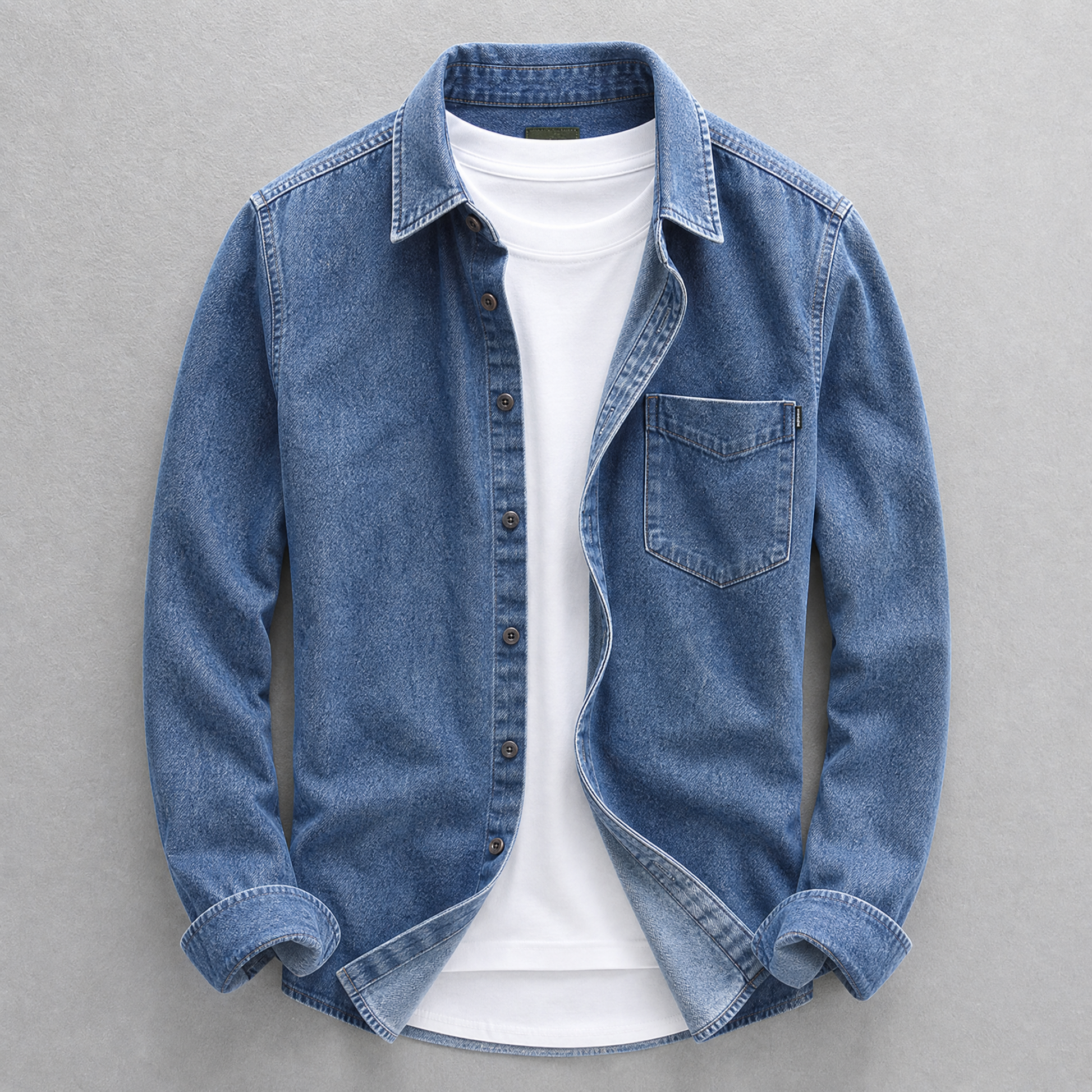 Men's Cotton Denim Shirt – product view | Hensley London