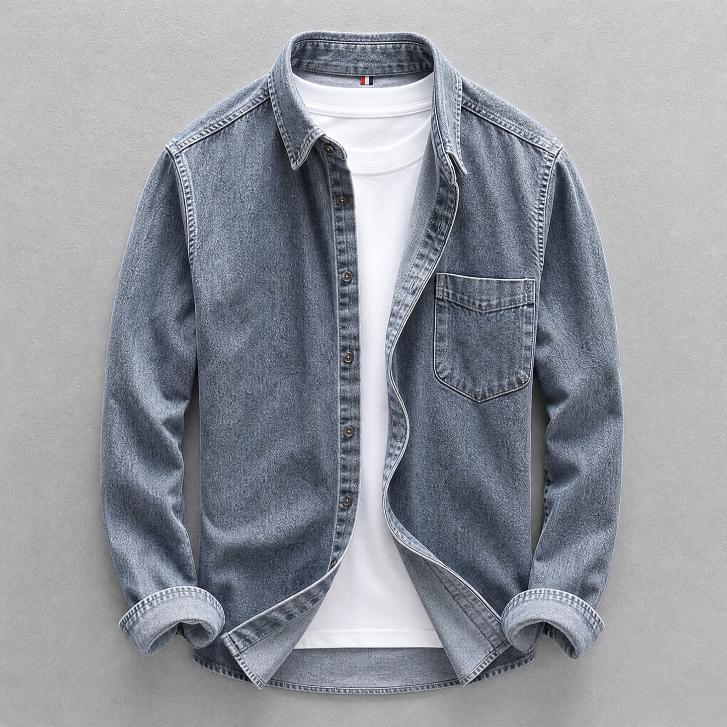 Men's Cotton Denim Shirt – product view | Hensley London