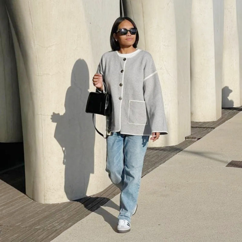 Patchwork Style Long Sleeve Winter Sweater Jackets 2