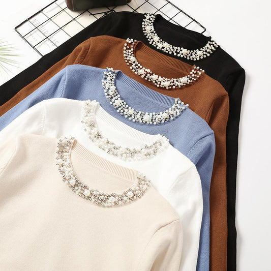 Patty - Elegant Pearl Beaded Loose Winter Sweater 1
