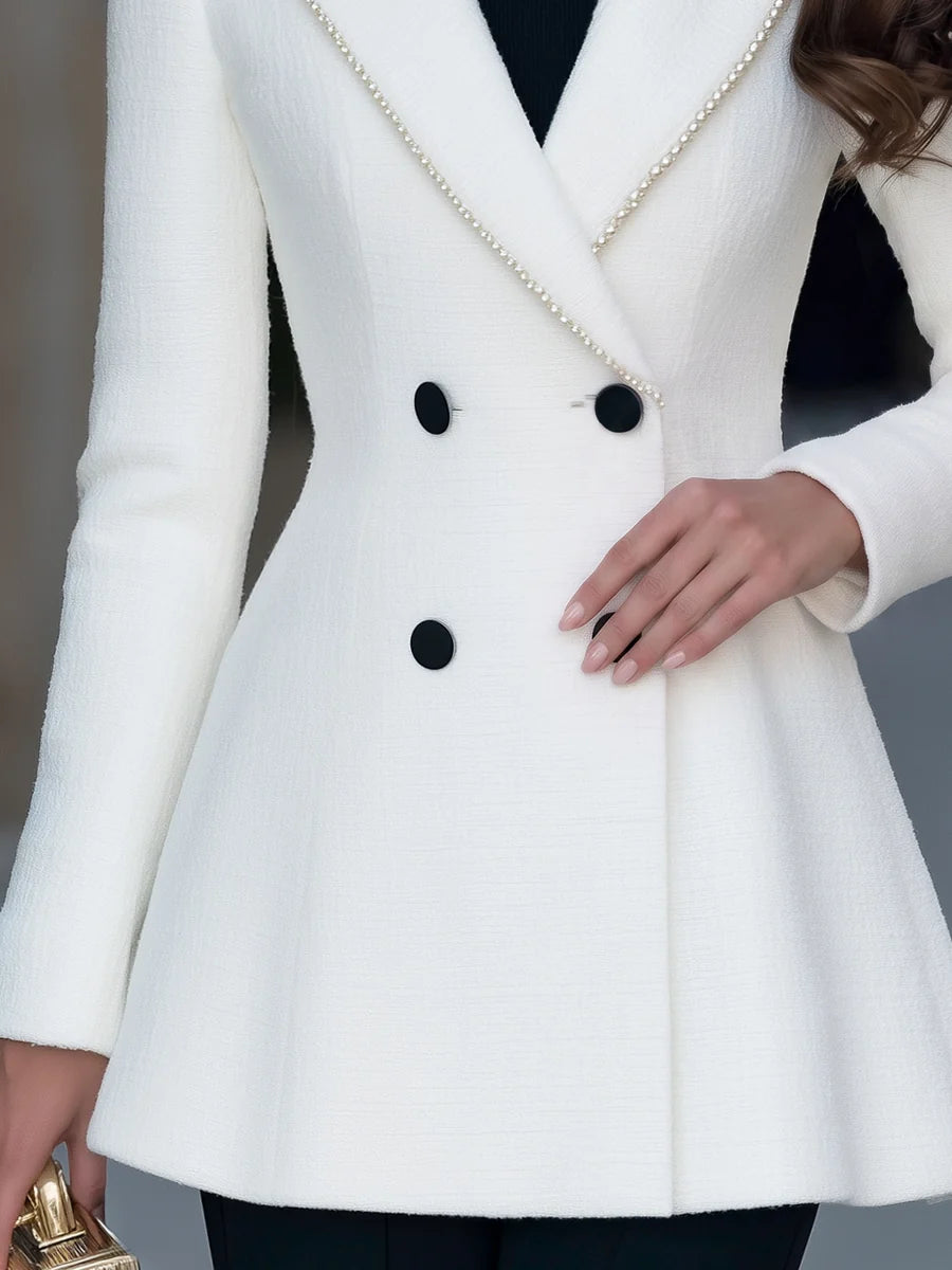 Women's Pearl-Trim Tweed Double-Breasted Coat – product view 3