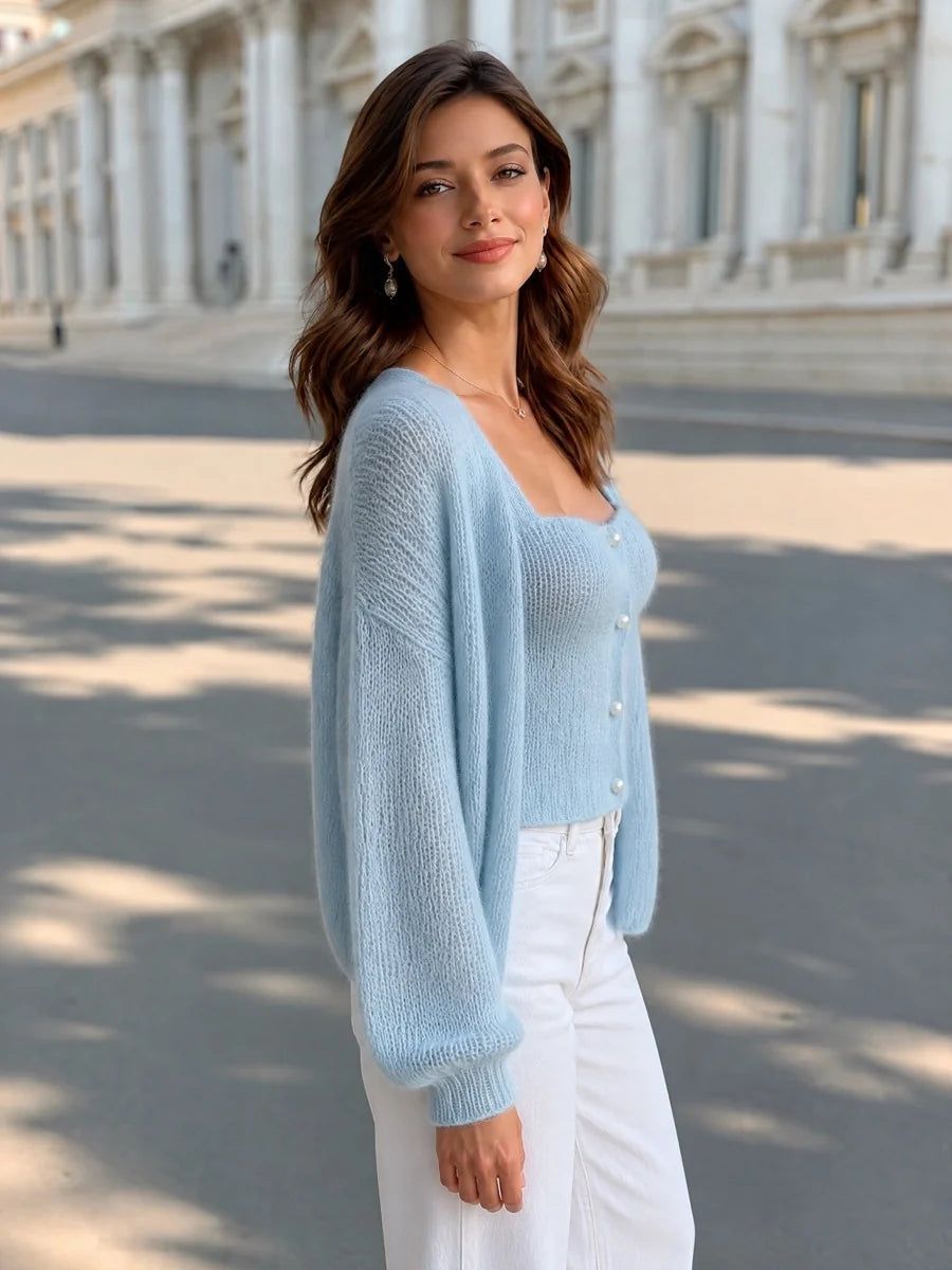 Women's Pearl-Button Camisole and Cardigan Set – product view 9