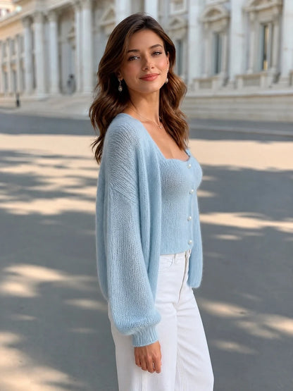 Women's Pearl-Button Camisole and Cardigan Set – product view 9