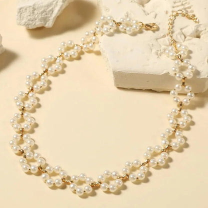 Pearl Floral Daisy Choker Necklace for Women with Golden Accents – Adjustable 36+5cm Elegant Jewelry 2