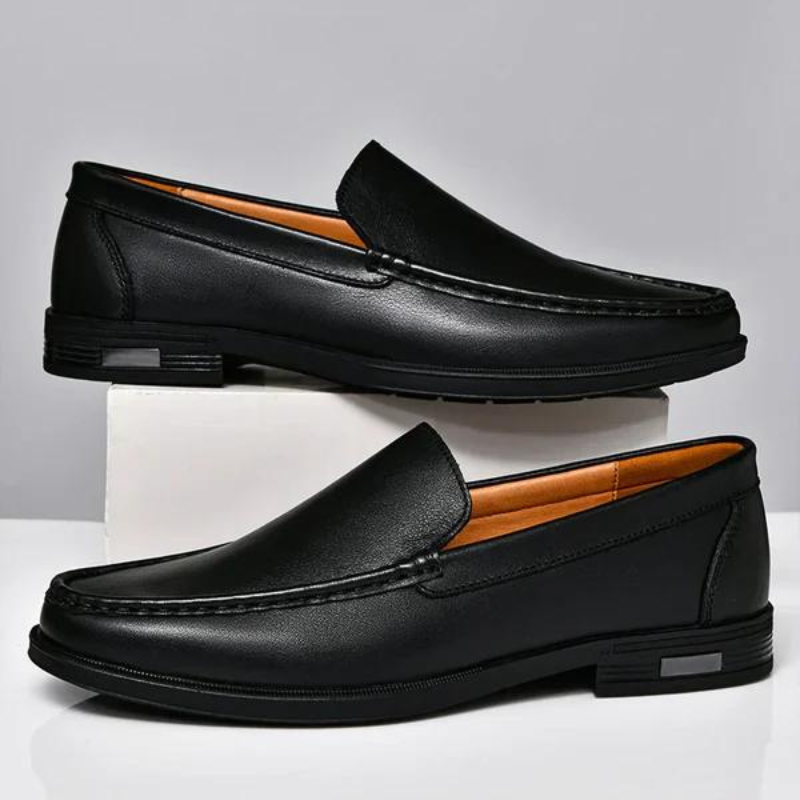 Men's Genuine Leather Loafers in Chestnut Brown – front view | Hensley London