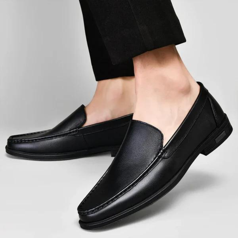 Men's Genuine Leather Loafers in Slate Gray – side profile | Hensley London