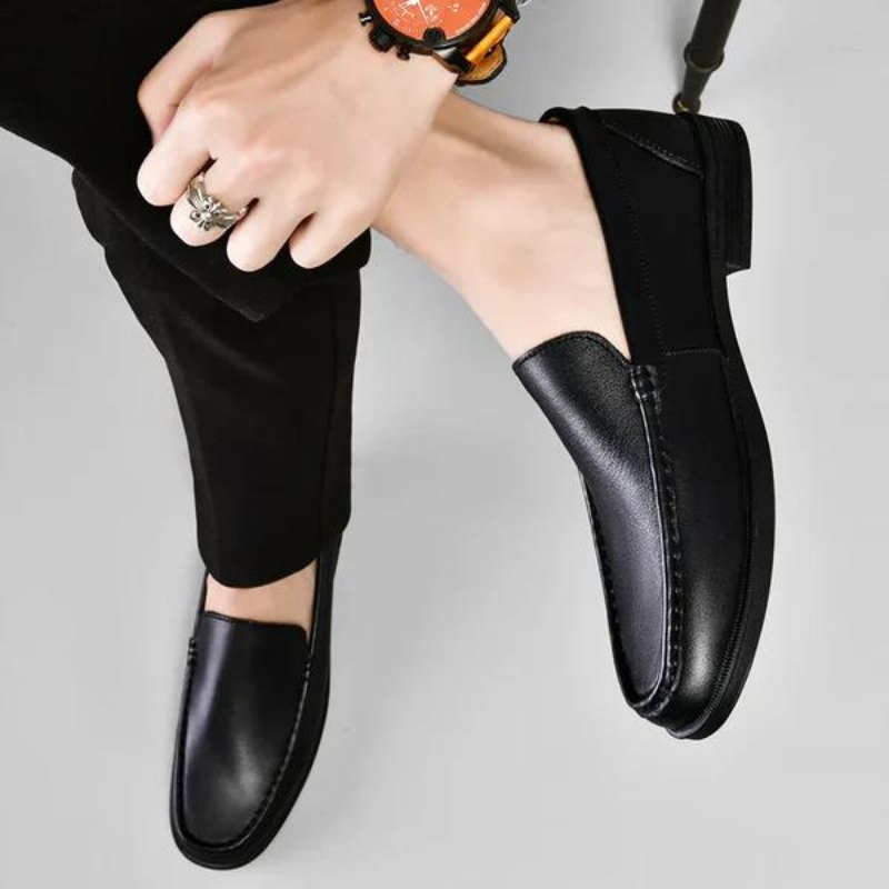 Men's Genuine Leather Loafers in Classic White – front view | Hensley London