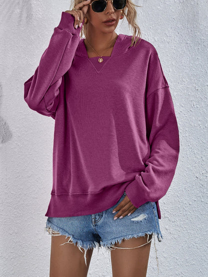 Women's Hooded Sweatshirt Pink Cotton Casual - 11