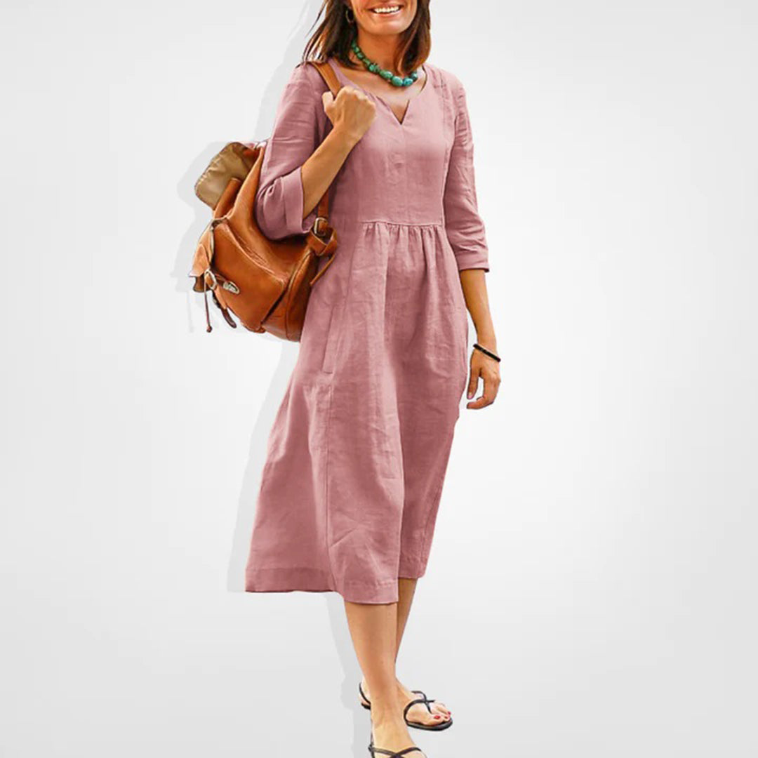 Women's Midi Dress Soft Pink Fiber Blend 1