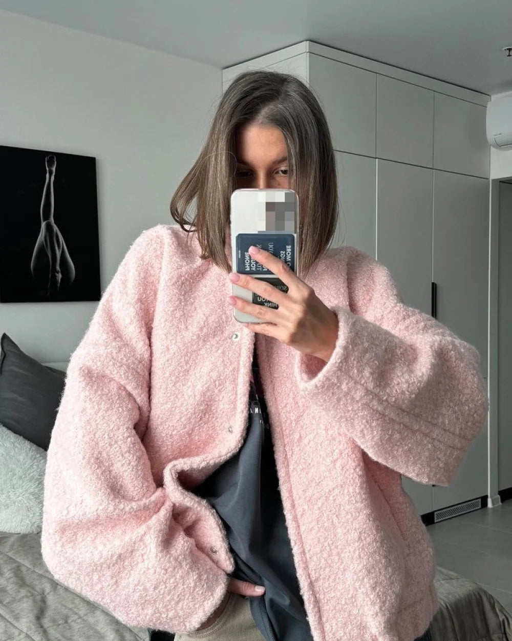 Pinky Women's Fleece Jacket | Stand Collar, Loose Fit 1