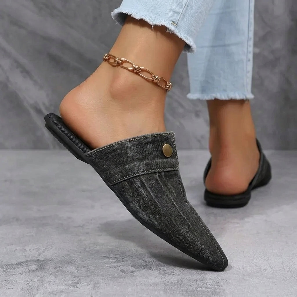 Women's Pointed-Toe Slip-On Mule Loafers – side view | Hensley London