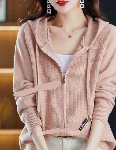 Women's Hoodie Pink Cotton Tailored Fit - 1