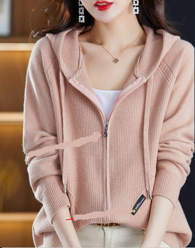 Women's Hoodie Pink Cotton Tailored Fit - 4