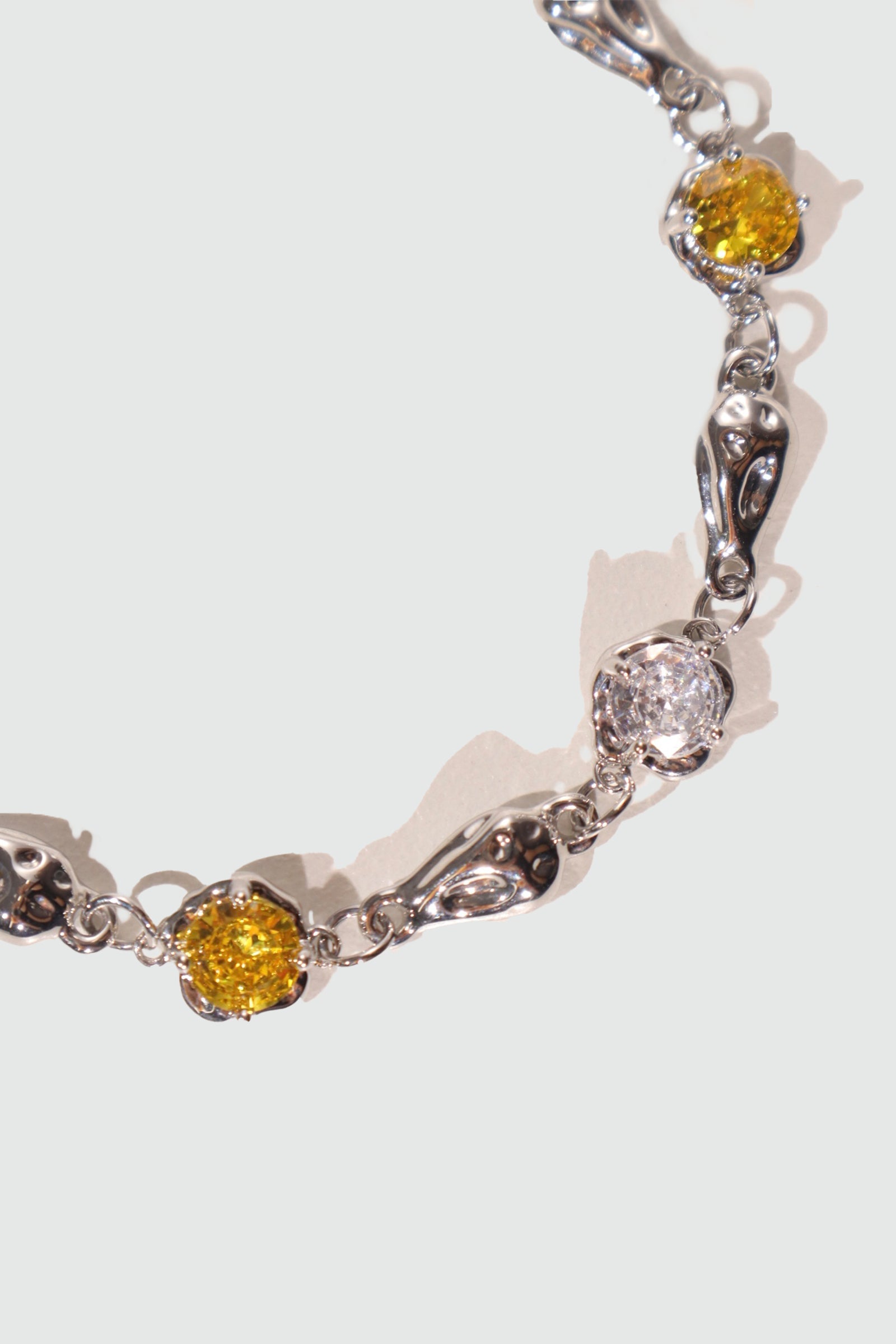Unisex Bracelet Platinum Plated Citrine Zirconia Diamonds - 5