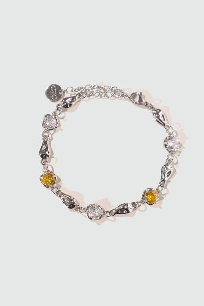 Unisex Bracelet Platinum Plated Citrine Zirconia Diamonds - 6