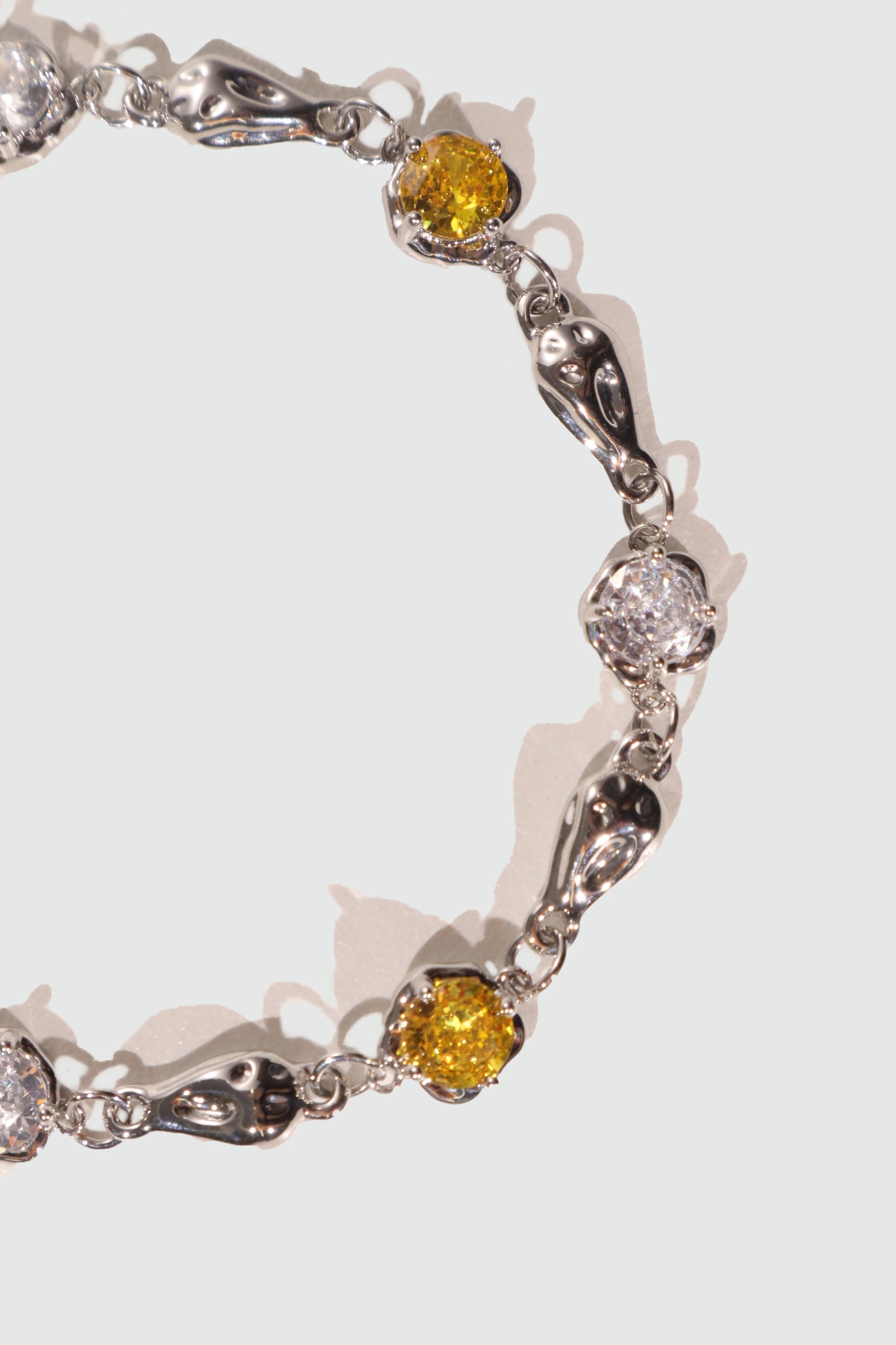 Unisex Bracelet Platinum Plated Citrine Zirconia Diamonds - 7