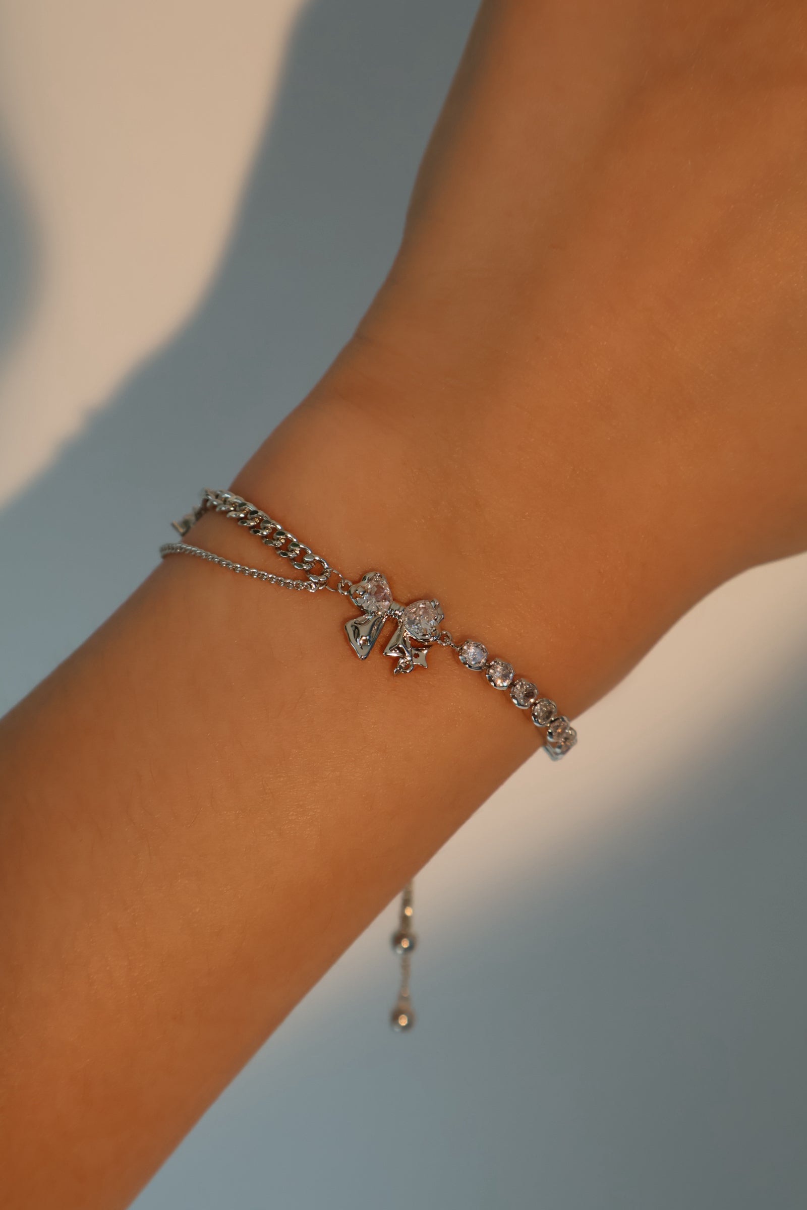 Men's Bracelet Silver Bowknot Zirconia - 3