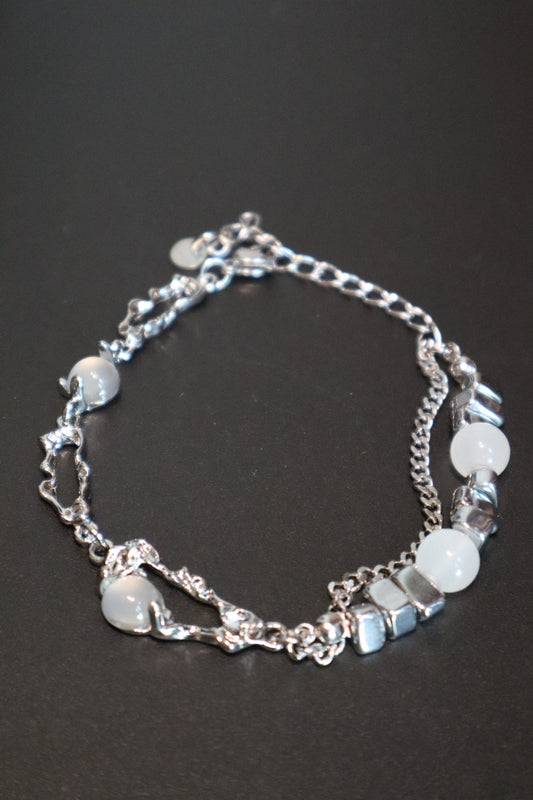 Unisex Bracelet Silver Zirconia Moonstone - 1
