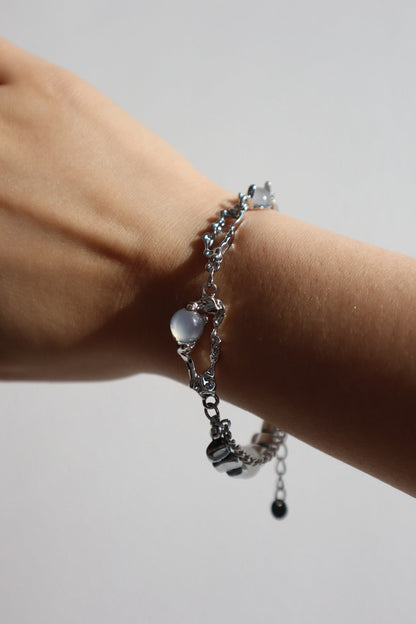 Unisex Bracelet Silver Zirconia Moonstone - 2