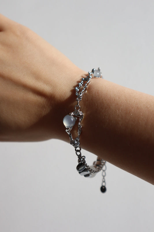 Unisex Bracelet Silver Zirconia Moonstone - 2