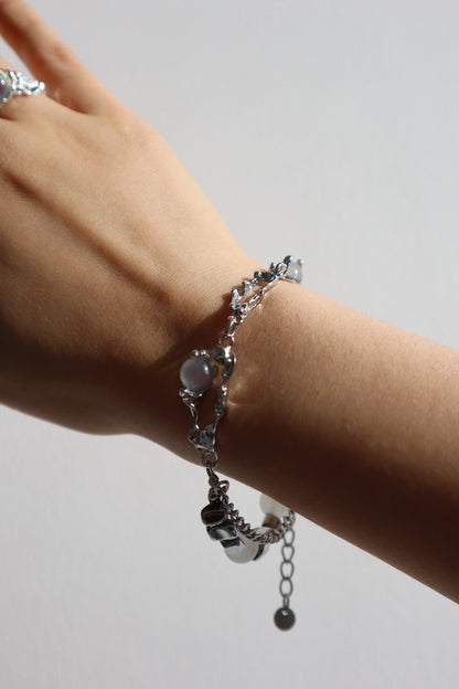 Unisex Bracelet Silver Zirconia Moonstone - 5