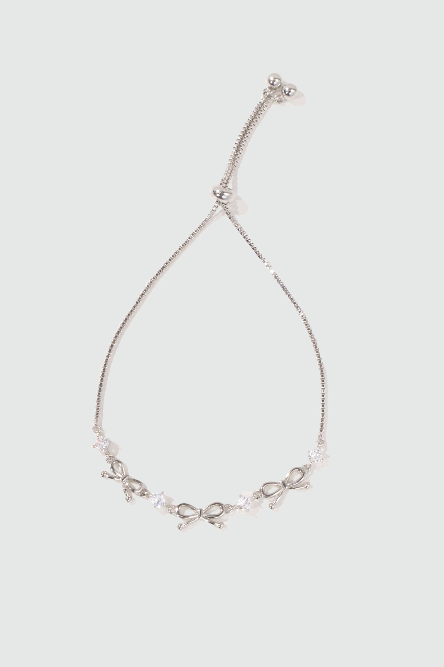 Unisex Bowknot Bracelet Silver Zirconia - 3