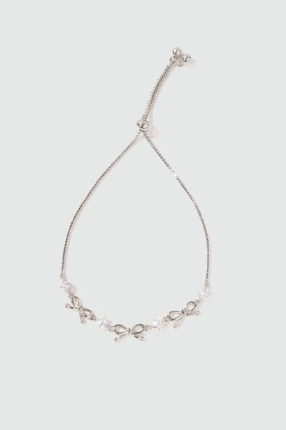 Unisex Bowknot Bracelet Silver Zirconia - 3