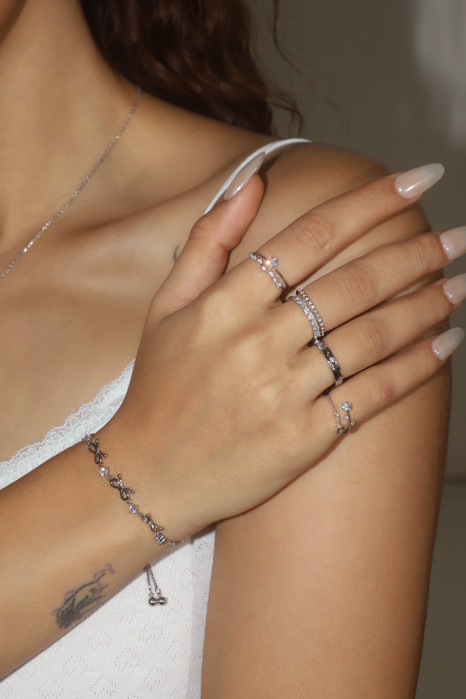 Unisex Bowknot Bracelet Silver Zirconia - 8