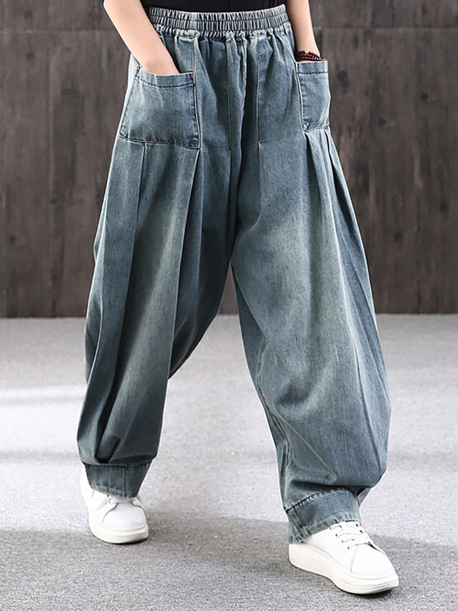 Women's Jeans - Plus Size, Elastic Waist, Casual Style - Durable Cotton-Polyester Blend - 2