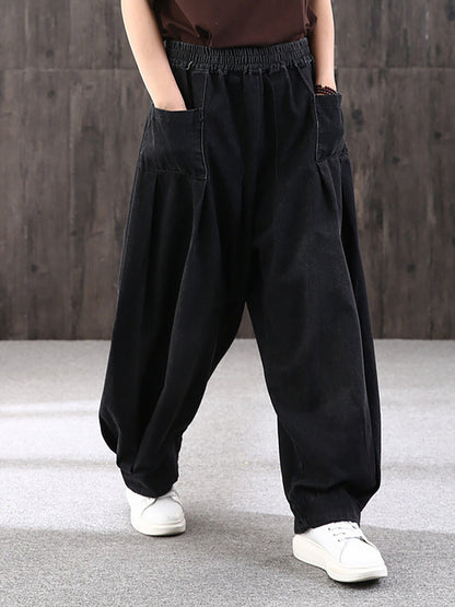 Women's Jeans - Plus Size, Elastic Waist, Casual Style - Durable Cotton-Polyester Blend - 6