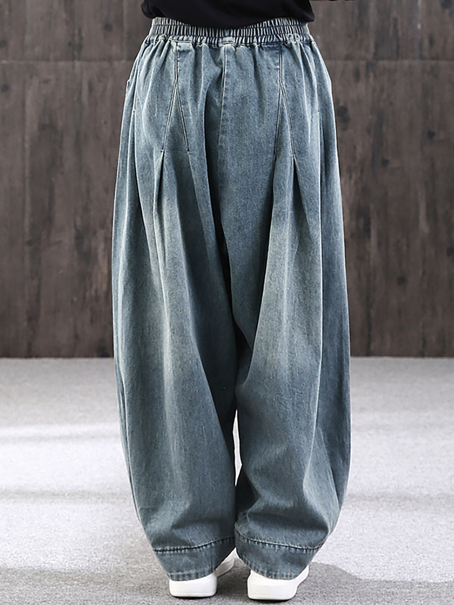 Women's Jeans - Plus Size, Elastic Waist, Casual Style - Durable Cotton-Polyester Blend - 7