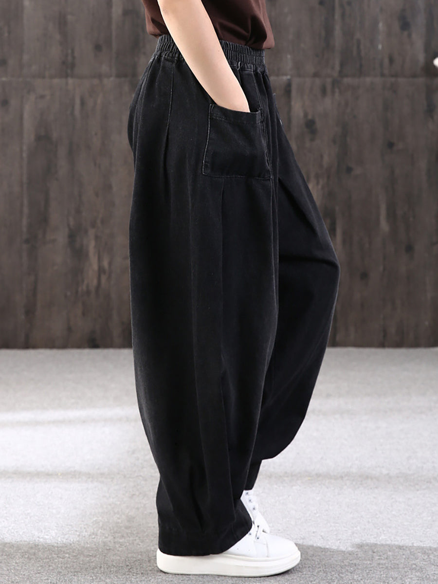 Women's Jeans - Plus Size, Elastic Waist, Casual Style - Durable Cotton-Polyester Blend - 8