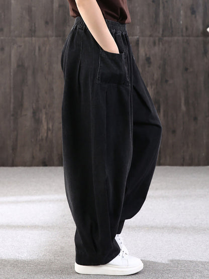 Women's Jeans - Plus Size, Elastic Waist, Casual Style - Durable Cotton-Polyester Blend - 8