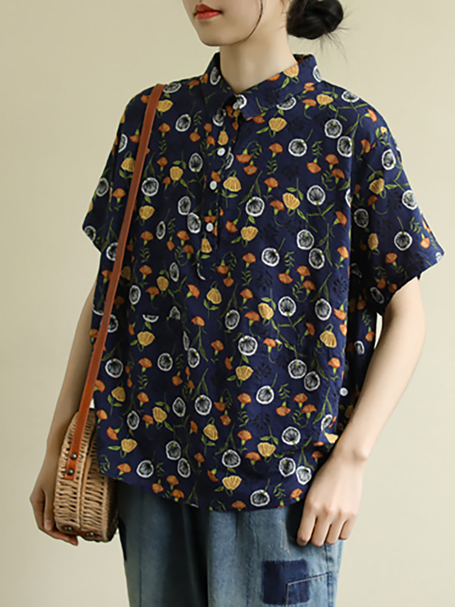 Womens Shirt - Plus Size Floral Print, Lightweight Cotton, Casual Style - Brand Name - 4
