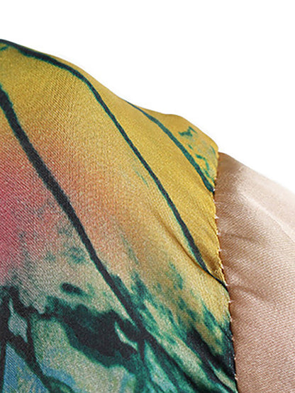 Plus Size Women's Outfit - Loose Floral Shirt & Wide Leg Pants Set with Elastic Waist - Casual Spring Style - 7