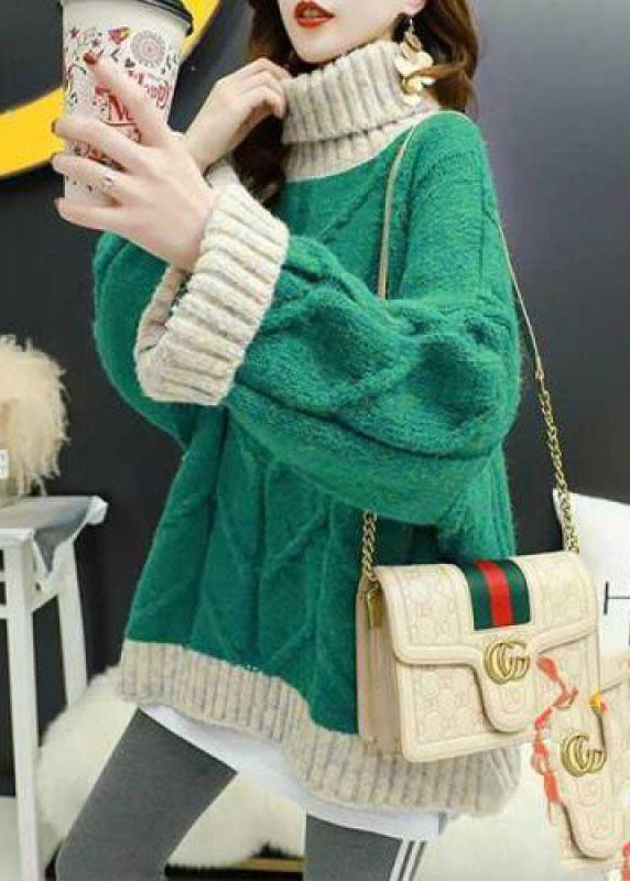 Women's Plus Size Sweater Orange Knit Turtle Neck - 2