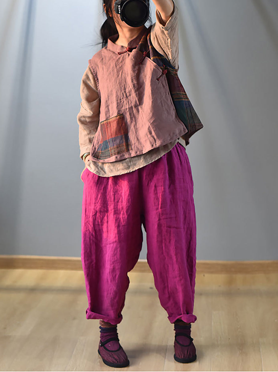 Harem Pants Women Plus Size 100% Linen Casual Style Elastic Waist Lightweight Comfort - Brand - 3