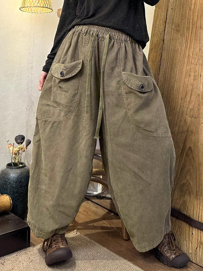 Harem Pants Women Plus Size, Ankle-Length, Elastic Waistband, Retro Style, Pockets - Brand Name - 2