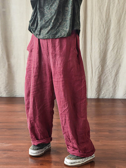 Women's Linen Pants - Plus Size, Elastic Waist, Pockets - Comfortable & Stylish - Brand Name - 2