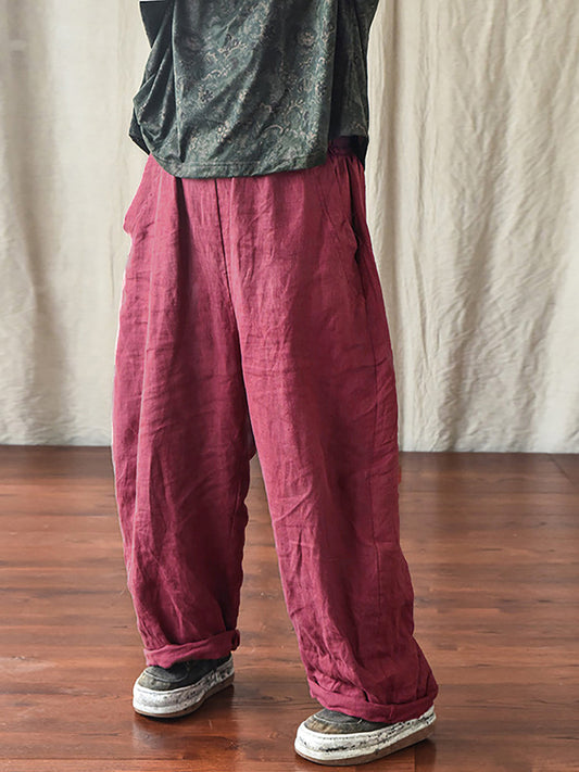 Women's Linen Pants - Plus Size, Elastic Waist, Pockets - Comfortable & Stylish - Brand Name - 2