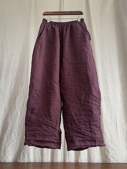 Women's Linen Pants - Plus Size, Elastic Waist, Pockets - Comfortable & Stylish - Brand Name - 11